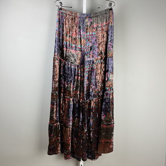 NATURAL LIFE Pants - Natural Life Palazzo Pants Womens Large Velvet Patch Print Wide Leg Floral